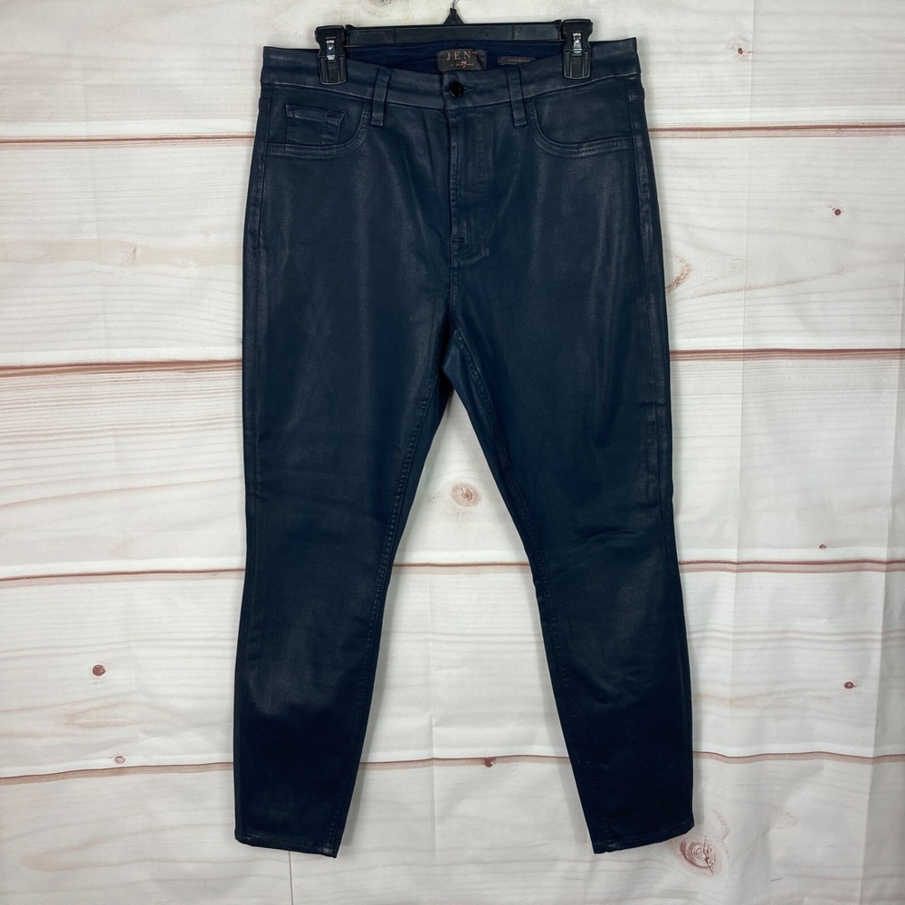 Jen7 7 For All Mankind Jeans Women 10 Blue Coated Ankle Skinny High Rise Stretch
